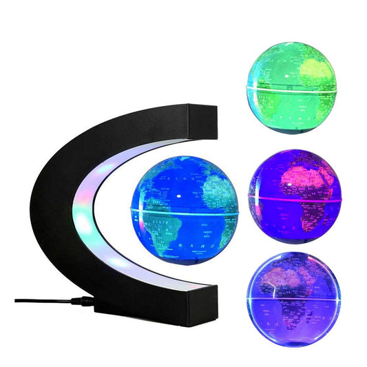 Office Desk Lamp Multi-Color Changing Floating Levitating Light Decoration Magnetic Levitation Floating World Map Electric Night light for Home/Office Desk Magnet Desktop