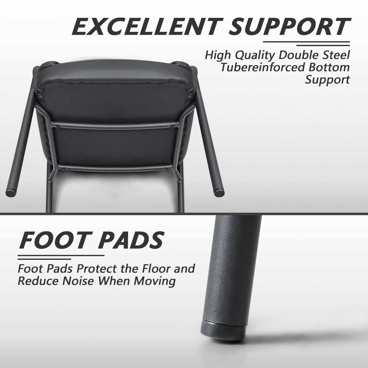 Shahoo PU Leather Reception Chair with Thick Padding, Sturdy Waiting Room Guest Chair for Office Lobby Conference Salon Study Room, Black 2 Pack