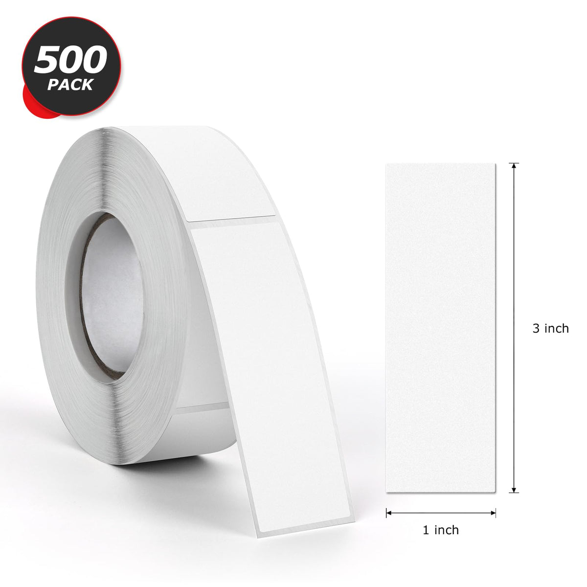 White Rectangle Stickers 3 x 1 Inch Color Coding Labels Vinyl Roll Self-Adhesive Waterproof Removable 500 PCS