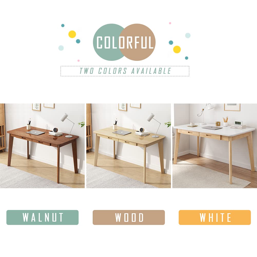 IOTXY Solid Wood Writing Desk - Home Office Workbench Desk with Drawer, 47.24" Width Laptop Computer Work Study Table