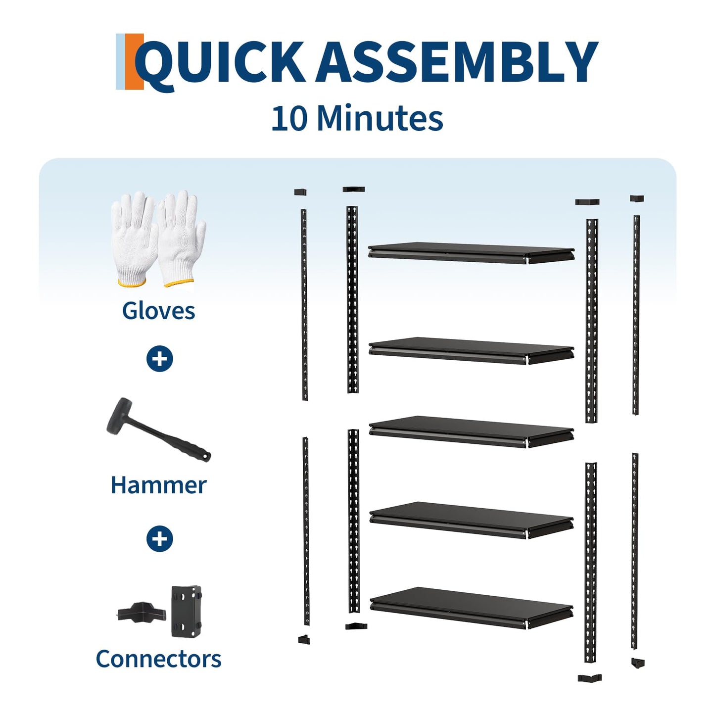 IDEALHOUSE 5-Tier Metal Shelving Unit with 3850 Lbs Capacity – 72" H x 36" W x 16" D Adjustable Steel Storage Rack for Garage, Warehouse, Pantry, Kitchen & Home Organization, Black