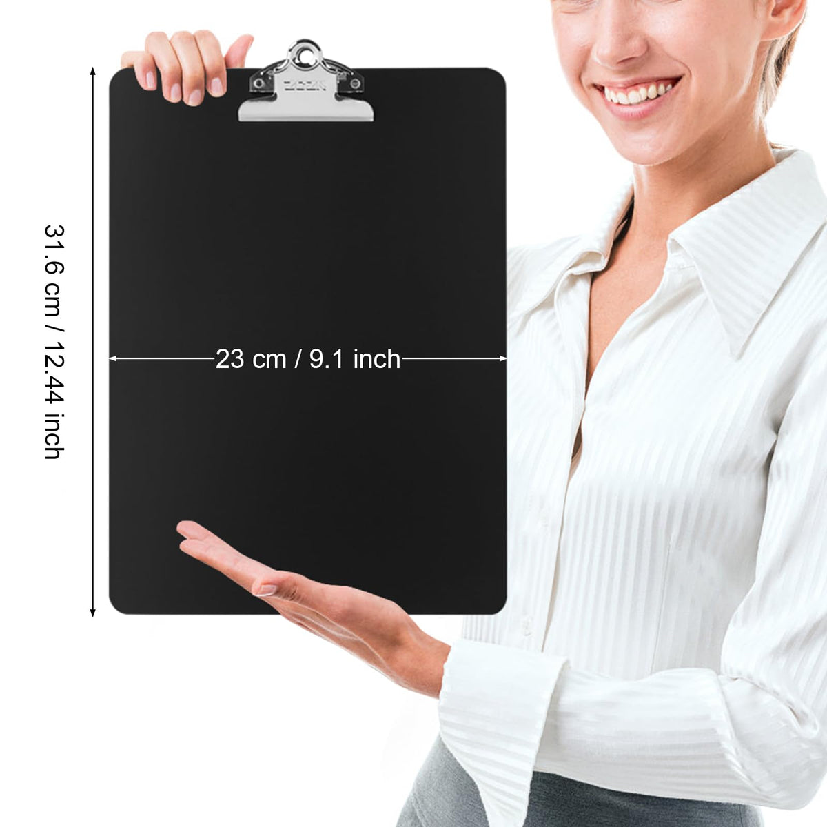 ZCZN Metal Clipboard, 6 Pack Heavy Duty Aluminum Clipboards 12 x 9 Inches, A4 Letter Sizer Document Holder with High Capacity Clip, Suitable for School, Office, Jobsite or Medical Staff, Black