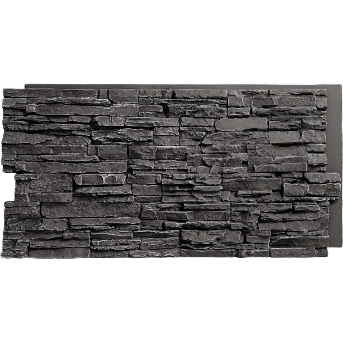 EverStone Canyon Ridge Faux Stone Panel, 45 3/4"W x 24 1/2"H x 1 1/4"D, Graphite Color