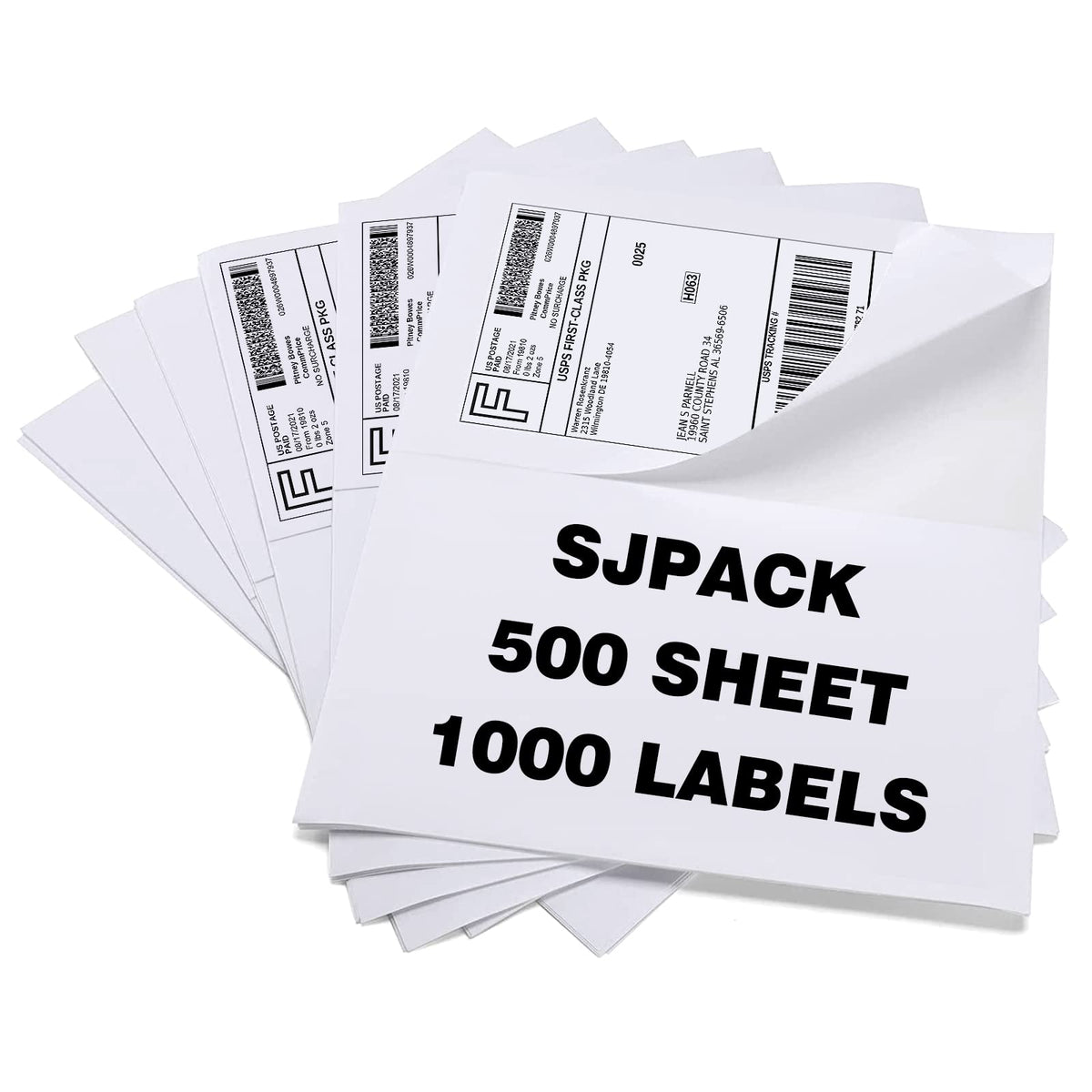 SJPACK 1000 Half Sheet Self Adhesive Shipping Labels, 8.5" x 5.5" Address Labels for Laser & Inkjet Printers(1000 labels-500 Sheet)