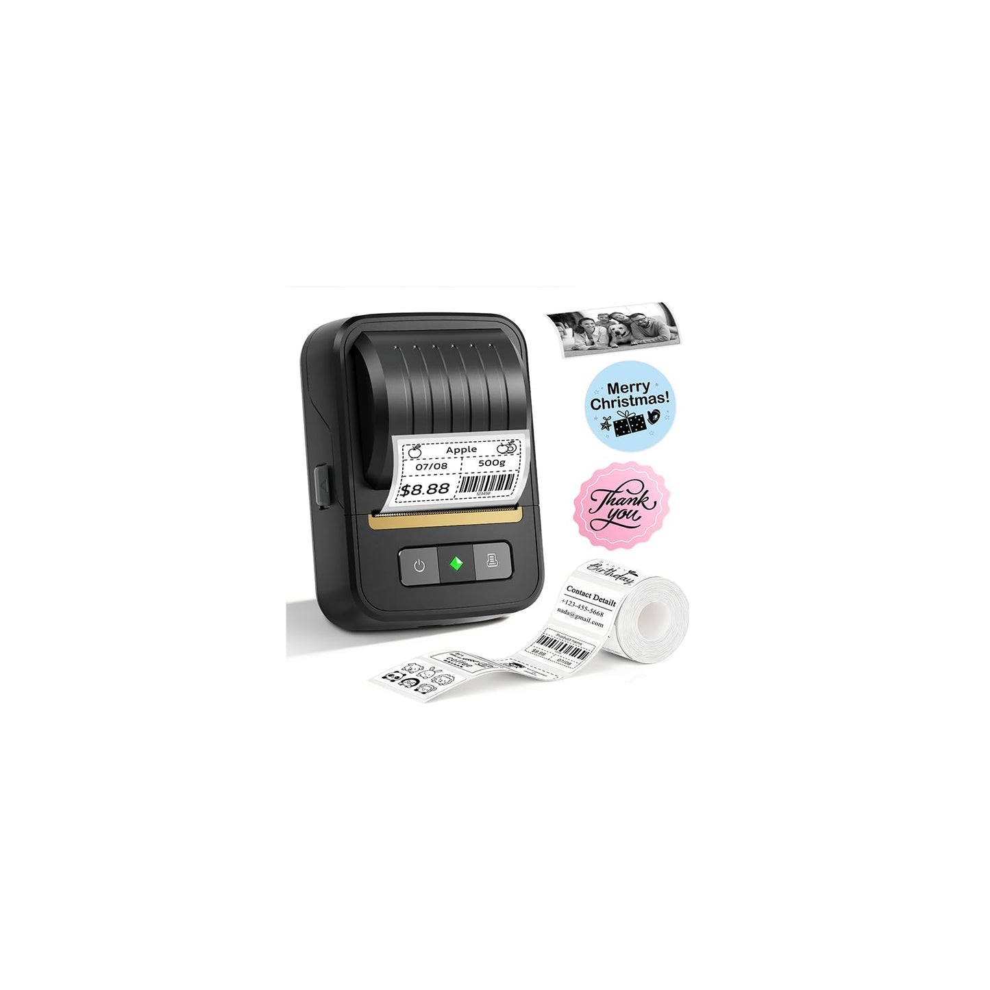 NDYIN Label Makers, Label Maker Machine with Tape, Bluetooth Label Maker, Portable Thermal 2 Inch Label Printer for Small Business, Barcode, Address, Logo, Clothing, Sticker Printer for Phones & PC