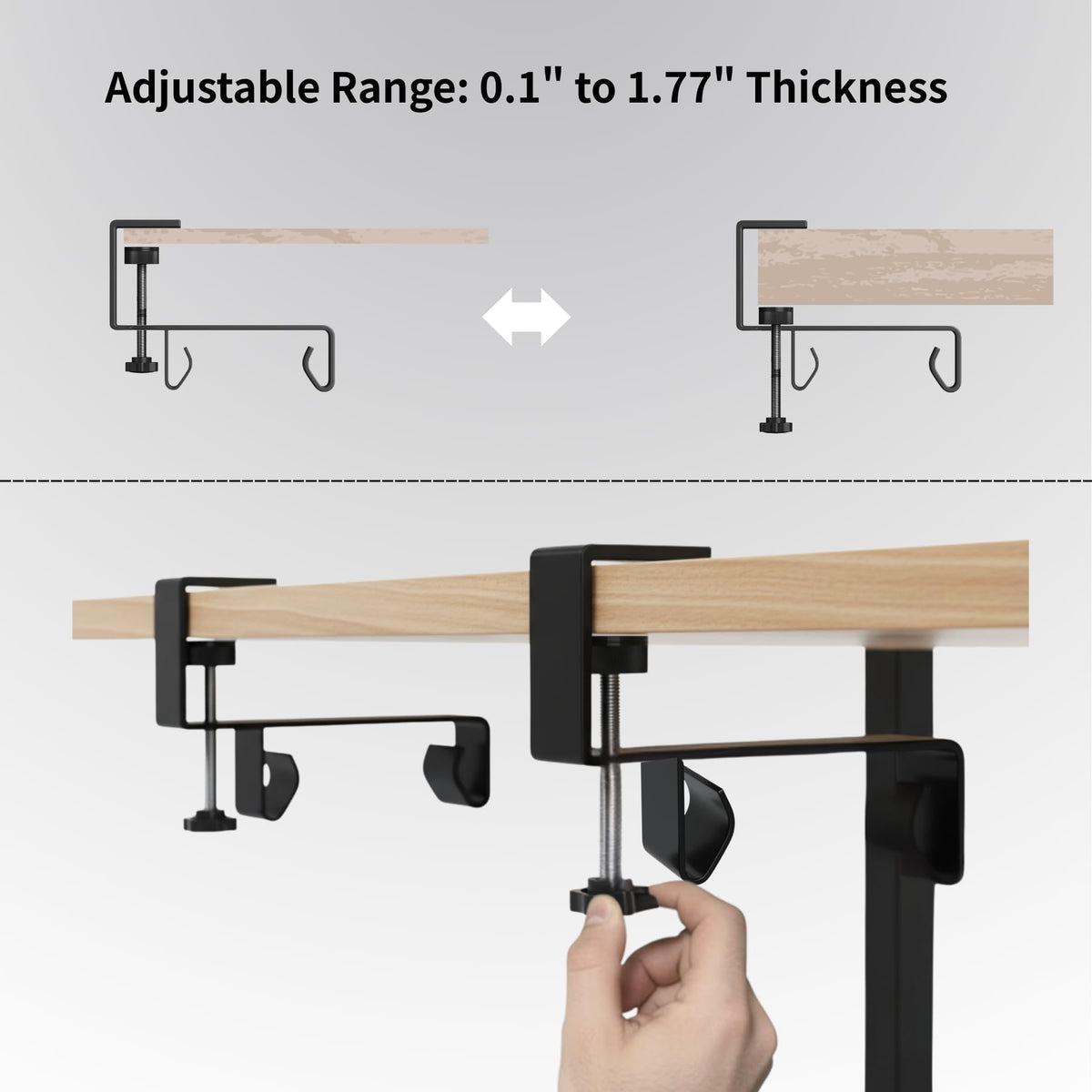 Nyoria Under Desk Cable Management Tray, 36” Fabric No Drill Clamp Mount Cord Organizer for Desk, Heavy Duty Wire Management for Office Home, Black