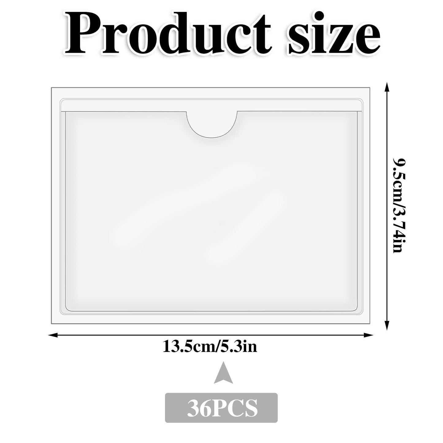36 Pack 3" x 5" Index Card Holder Adhesive Plastic Label Holders Clear Tote Bag Labels Stickers for Organizing Storage Bins Library Card Shelves