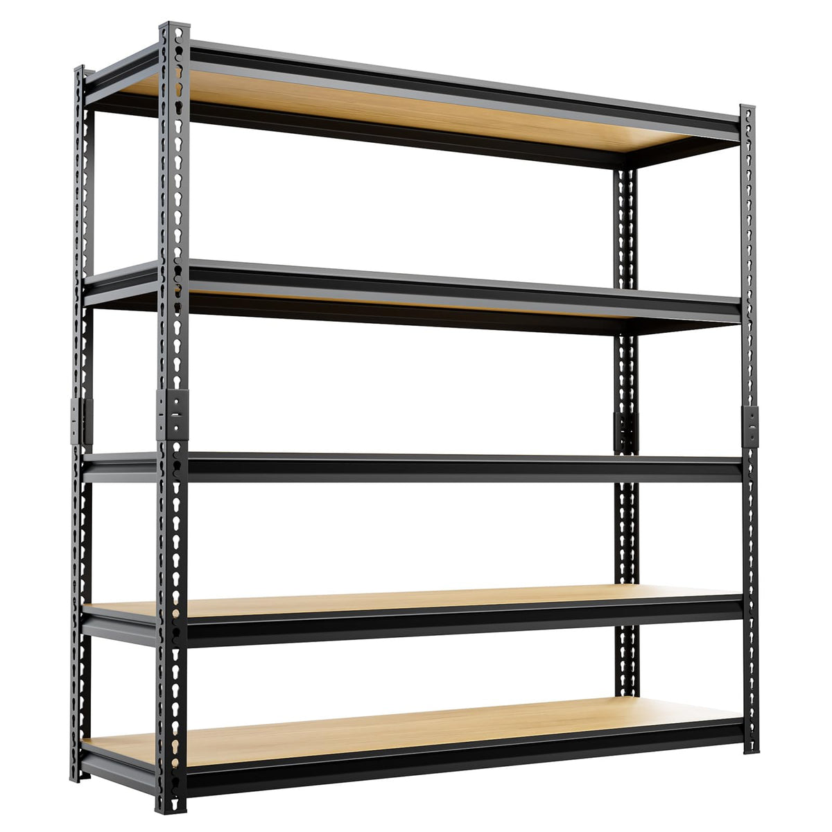 cynnda 5-Tier Garage Shelving 48" W x 15.7" D x 72" H Industrial Storage Shelf 2500LBS Heavy Duty Metal Shelve Adjustable Utility Pantry Shelving Units(Black)