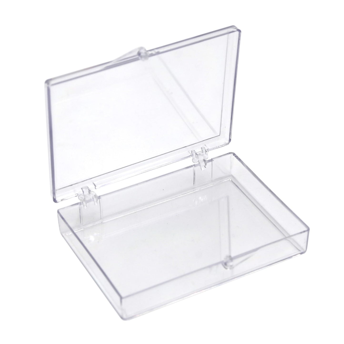 10-Pack Clear Hinged Plastic Containers, Keepsake Storage Boxes, 3 1/2" L x 2 9/16" W x 5/8" H, Made in USA, Plastic Display Case or Small Box for Storage and Organization