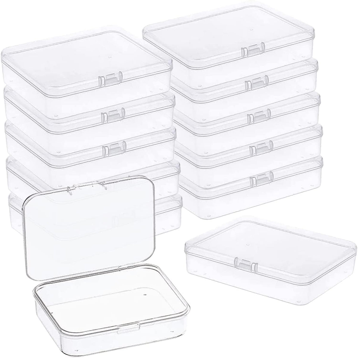 MFDSJ 6 Pcs Mini Plastic Storage Containers Box with Lid, 4.5x3.4 Inches Clear Rectangle Box for Collecting Small Items, Beads, Game Pieces, Business Cards, Crafts Accessories