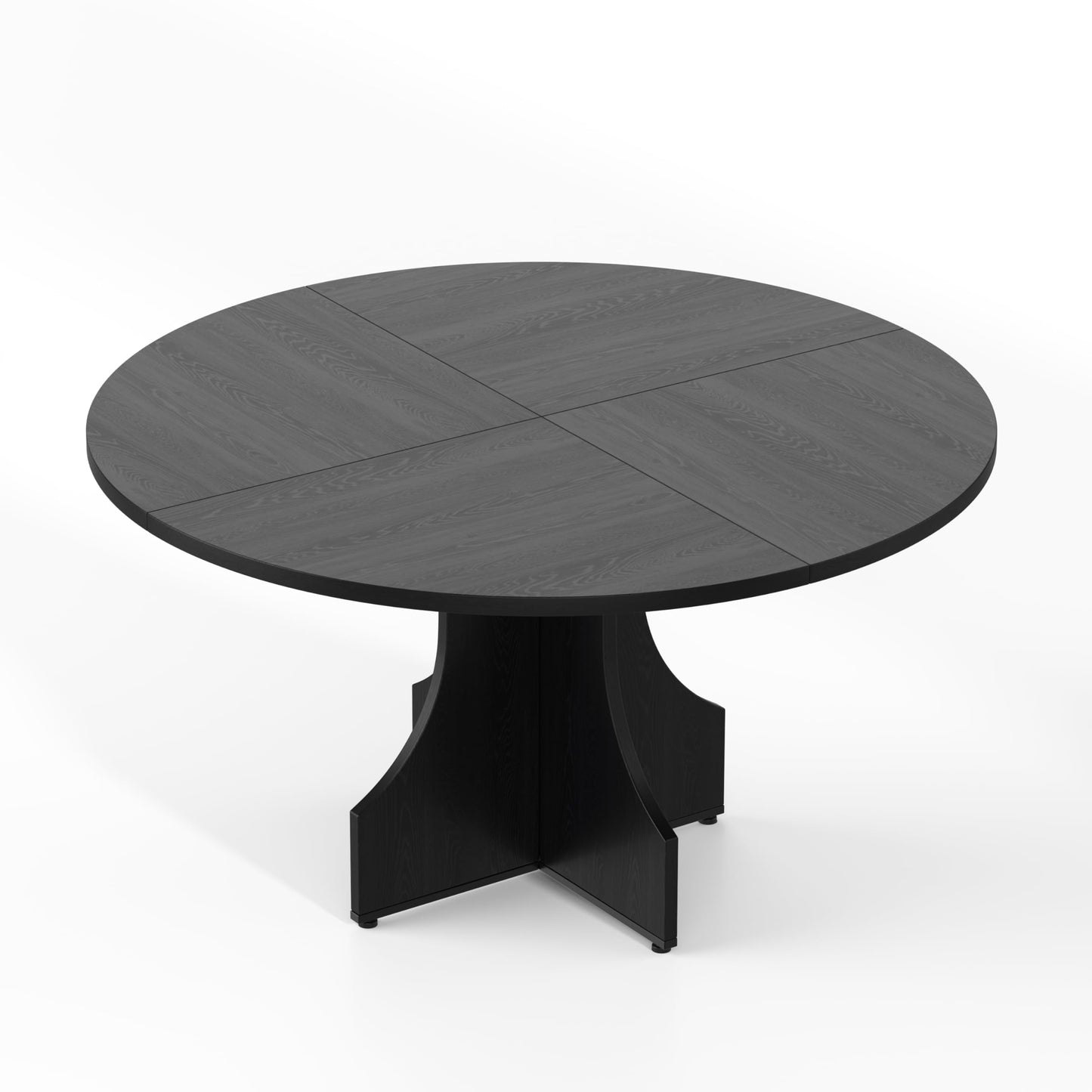Round Dining Table 47 Inch for 4-6 People, 0.98 Inch Thick Tabletop with Adjustable Feet, Sturdy Legs, Easy to Clean & Assemble, Modern Kitchen Dining Room Table for Small Space Apartment, Black