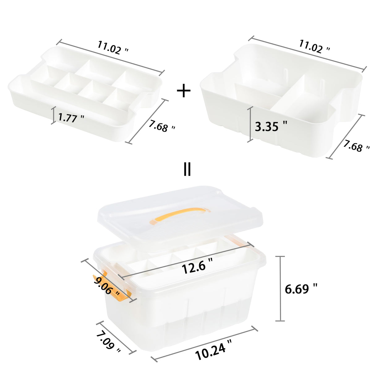 ihomecooker 13 QT Plastic Storage Box with Removable Tray Craft Organizers and Storage Clear Storage Container with lid for Arts & Crafts, Playdoh, Beads, Crayons