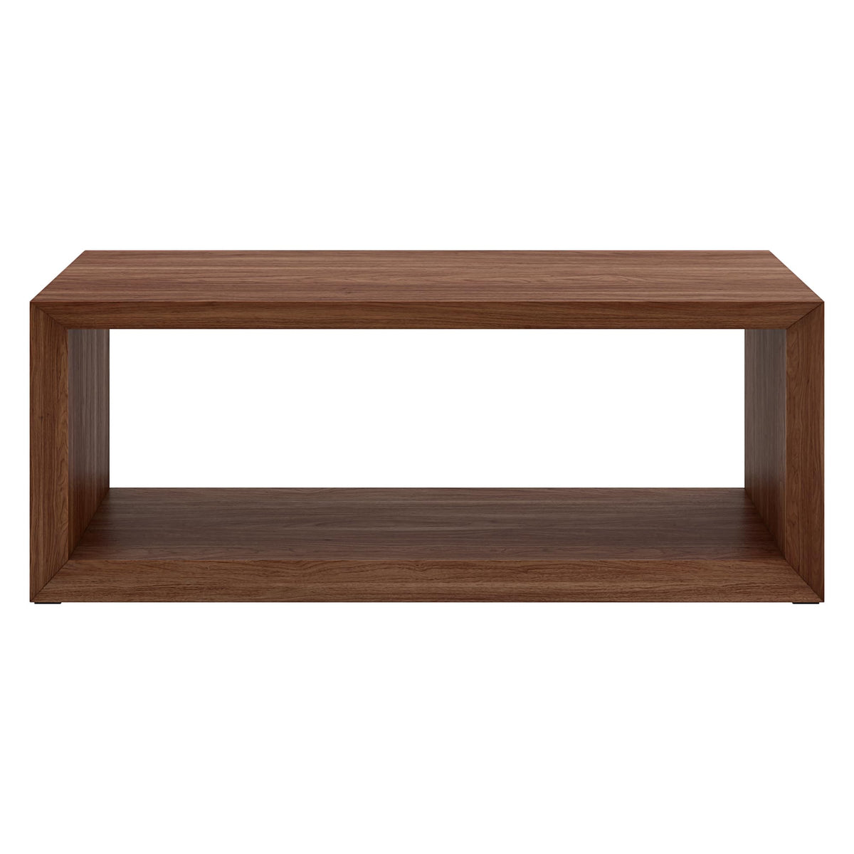 Henn&Hart 48" Rectangular Wood Coffee Table with Open Storage Shelf for Living Room, Family Room, or Office, Medium Walnut