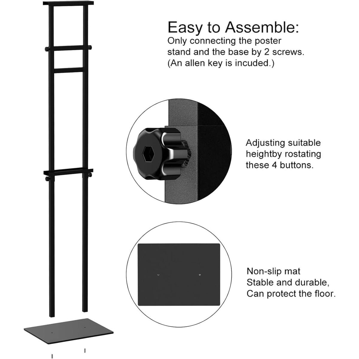 KOOV Poster Stand for Display, Sign Holder Floor Stand, Double Sided Banner Stand with Non-Slip Base, Heavy Duty 75“ Height Adjustable Standing Sign Holder for Board Foam (Double-Pole Sign Stand, 1pack)