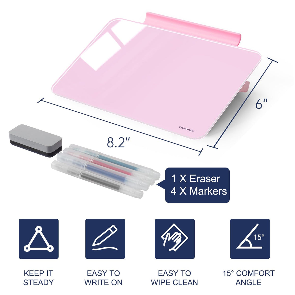 Small Desktop Glass Dry-Erase Whiteboard - 8 X 6 Inches Tabletop Easel Whiteboard with Stand, Desk Board Buddy for Artist, Teacher and Student