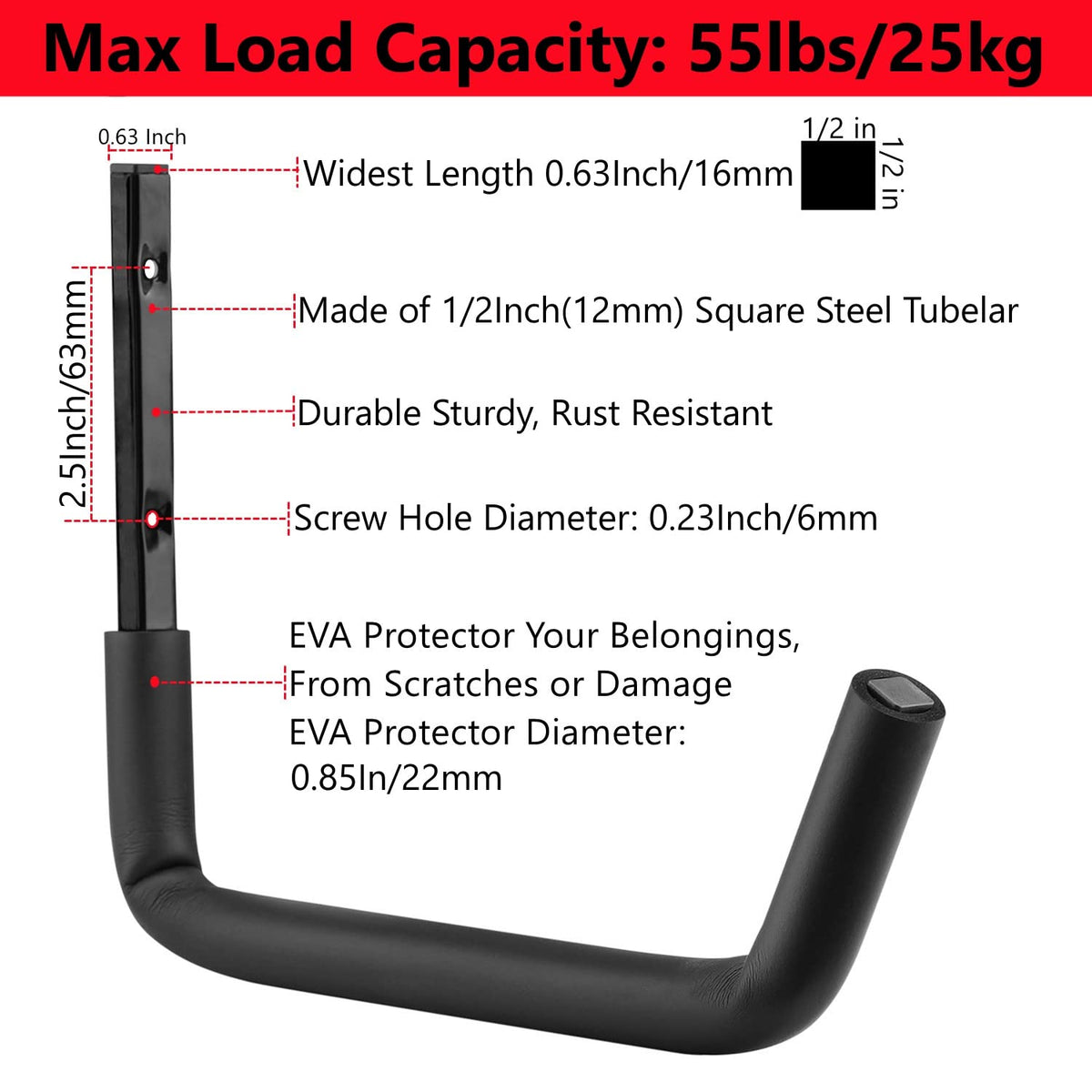 Garage Storage Ladder Hooks with 12" Jumbo Arm, 8 Pack Heavy Duty Wall Mounted Storage Hanger Utility Organizer for Bicycle, Folding Chairs, Bike and Garden Tools