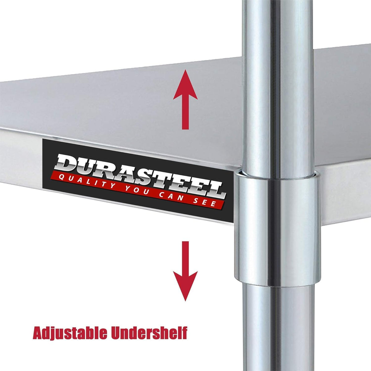 DuraSteel Galvanized Under Shelf for Work Tables - Extra Adjustable Lower Shelf for 24" x 24" Stainless Steel and Wooden Worktables - Fits for use in Restaurant, Warehouse, Home, Kitchen, Garage