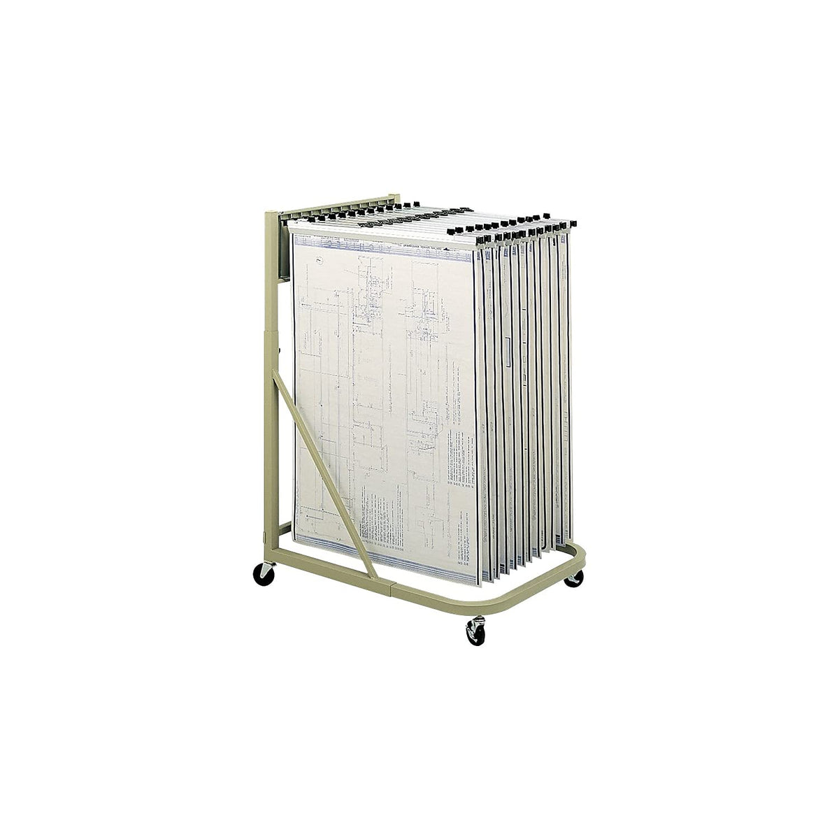 Safco 5026 Mobile Stand, Store Large Documents, Plans, Blueprints, CAD Drawings and More, 4 Rolling Caster Wheels, Tropic Sand