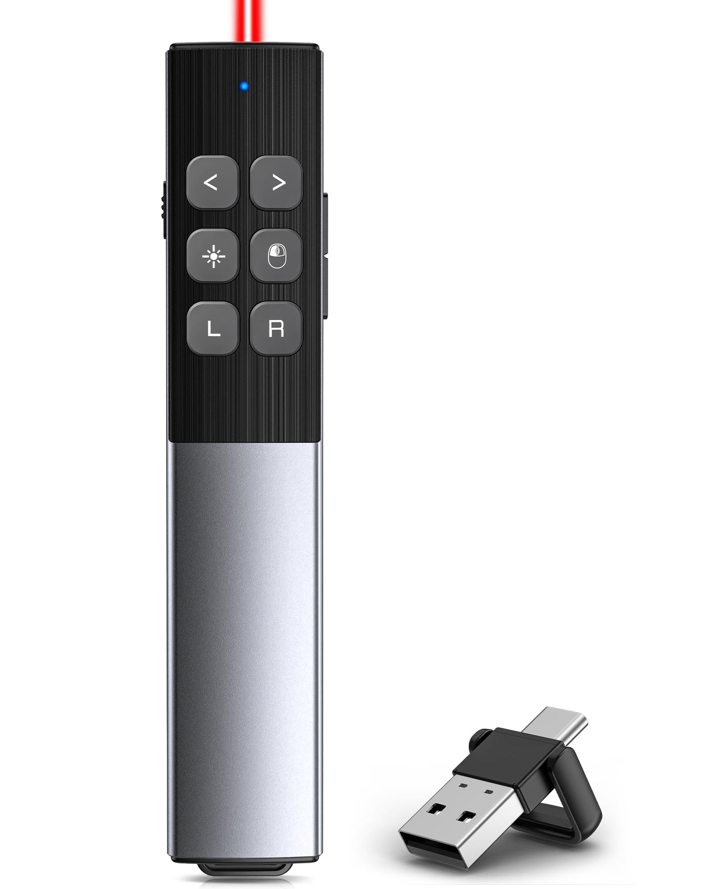 Wireless Presentation Clicker with Air Mouse, Gyro Volume & Ink Annotation – Rechargeable Remote for PowerPoint/Keynote on Mac, PC, Laptop