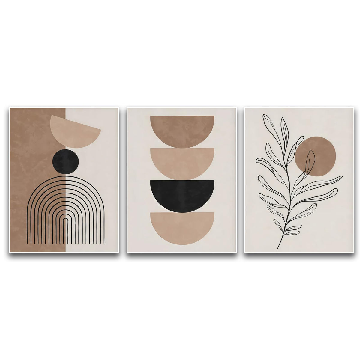 ZHBJSM Minimalist Abstract Wall Art Set of 3 Geometric Line Print Dual-Tone Earthy Tone Modern Scandinavian Boho Chic Decor for Bedroom Living Room Office 12x16 Inch Unframed