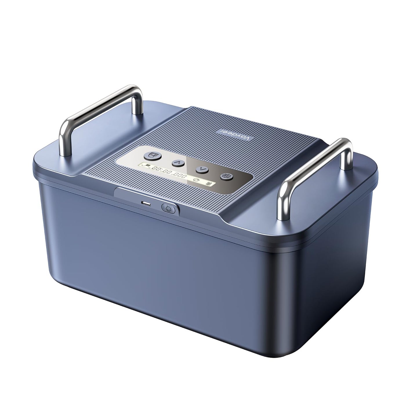 Vaydeer Safe Timed Lock Box with Dual Metal Handles-Phone Lock Box with Timer Unplug from Phone, Video Game, Social Media, Craving,Self-Control Lockable Storage Box for Focus & Self-Control(Dark Blue)