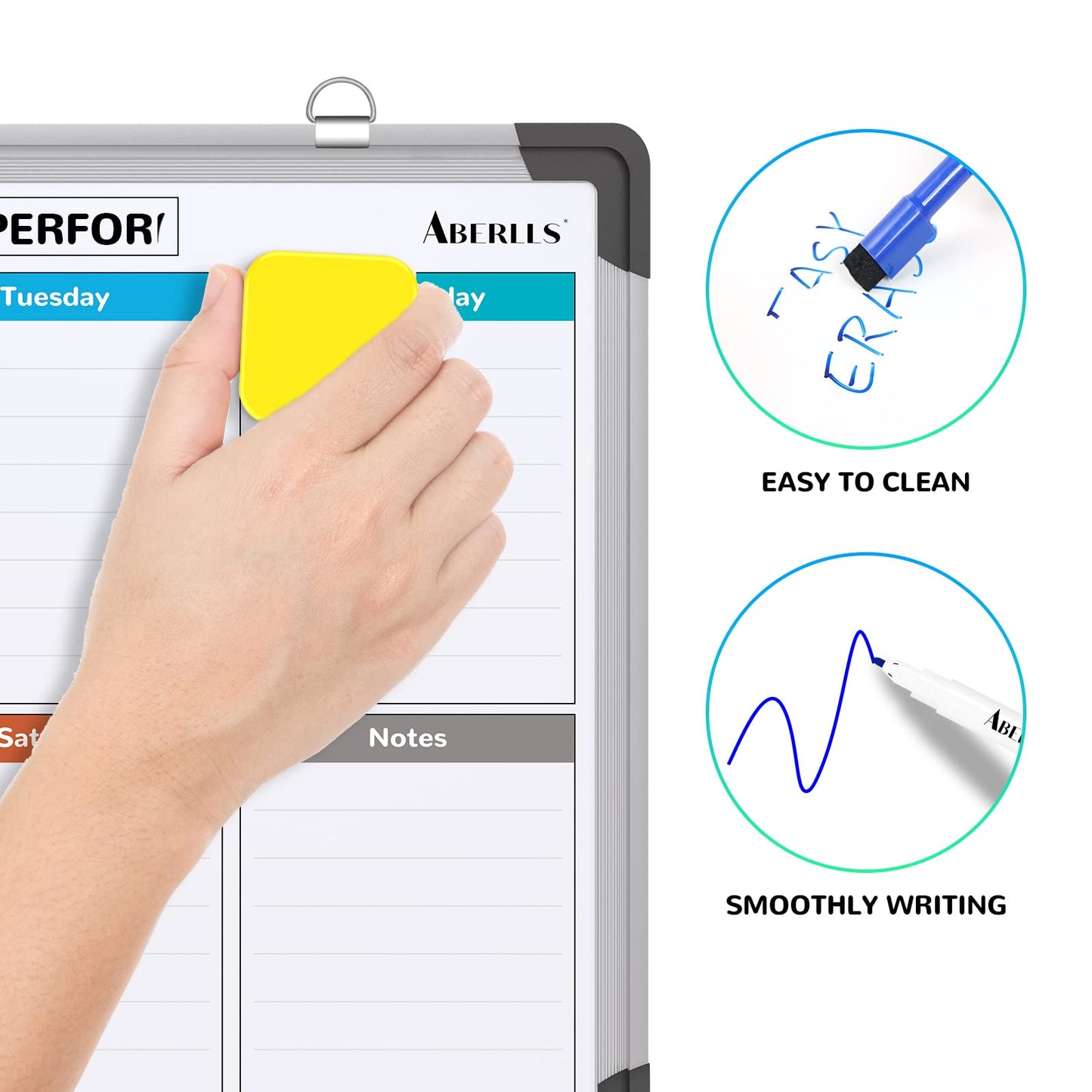 Small Weekly Calendar Dry Erase Whiteboard for Wall, 16" x 12" Magnetic Dry Erase Board, Hanging Double-Sided White Board, Portable Board for List, Kitchen, Planning, Memo, Home, Office