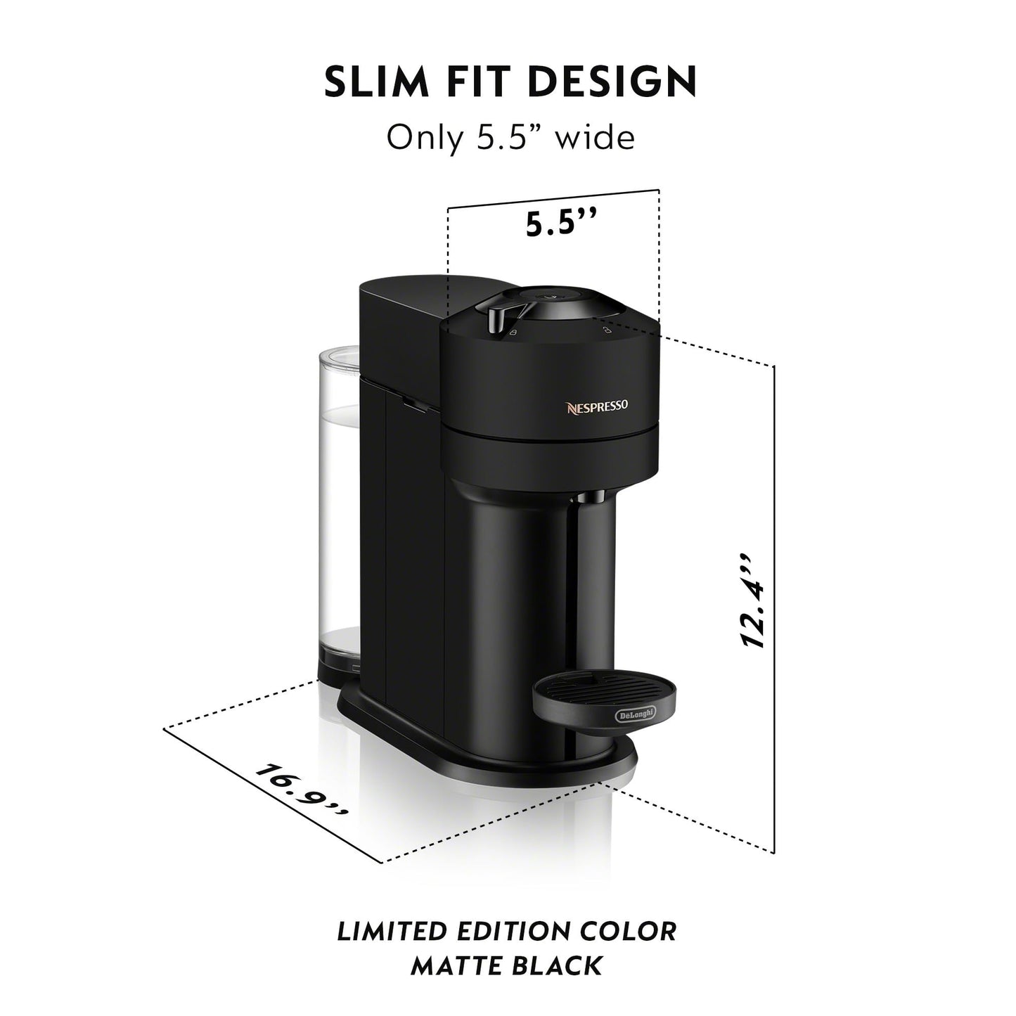 Nespresso Vertuo Next Coffee and Espresso Maker by De'Longhi, Matte Black