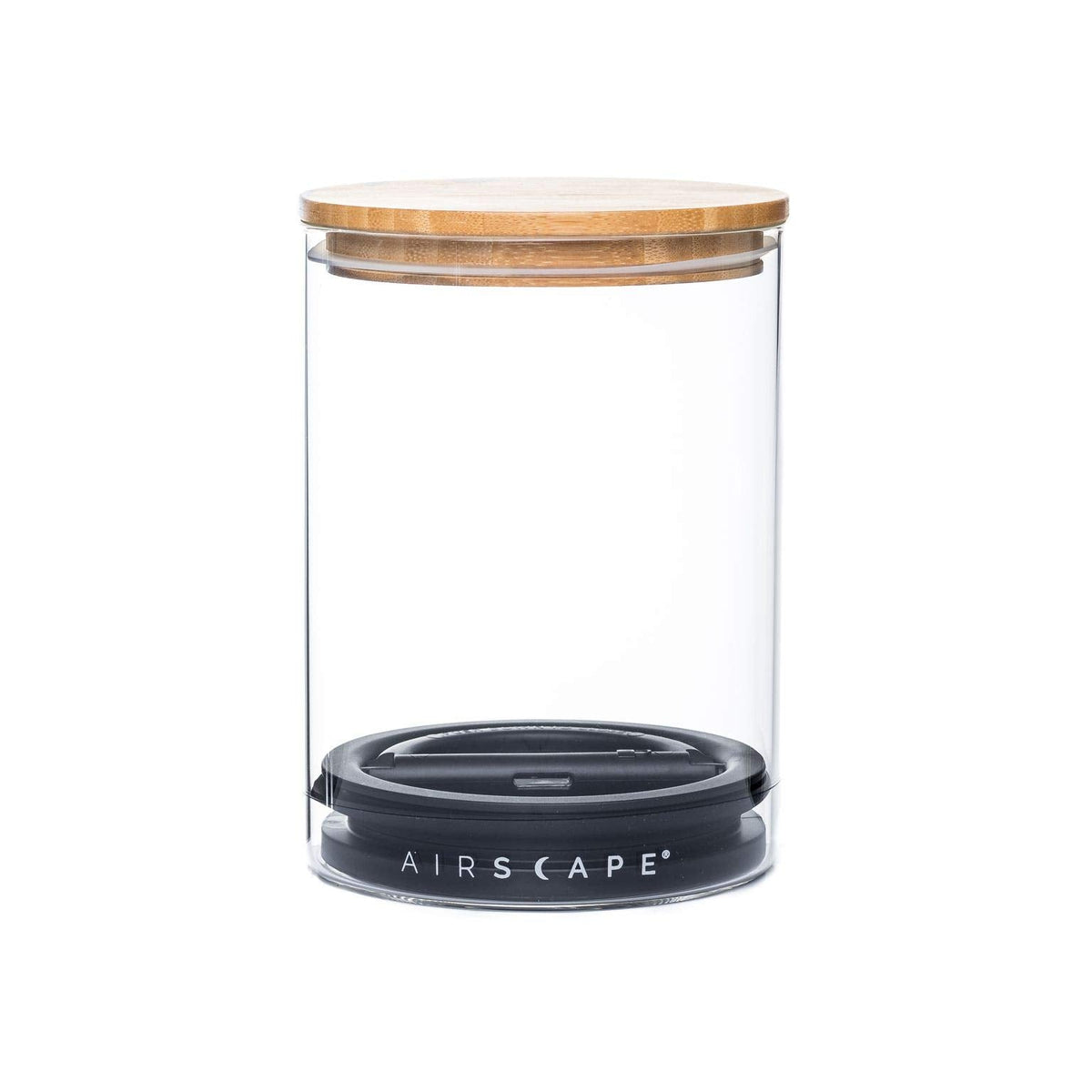 AirScape Glass Food Storage Canister - Glass Storage With US Patented Airless Inner Lid & Bamboo Top Lid - Preserves Food Freshness (Medium 7-Inch)