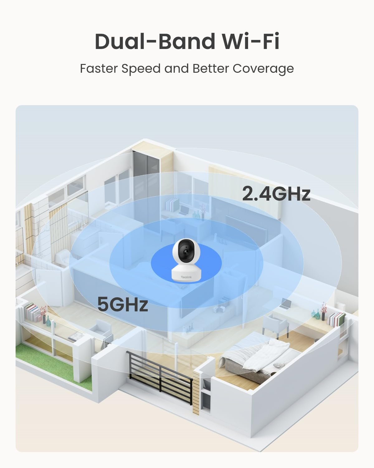 REOLINK E1 Pro 3K PT Wi-Fi Indoor Camera for Baby & Pet Monitoring, Auto Tracking, 5MP Night Vision Enhanced by F1.6 Aperture, Person/Pet/Baby Crying Detection, 2.4/5GHz Wi-Fi, Two-Way Audio