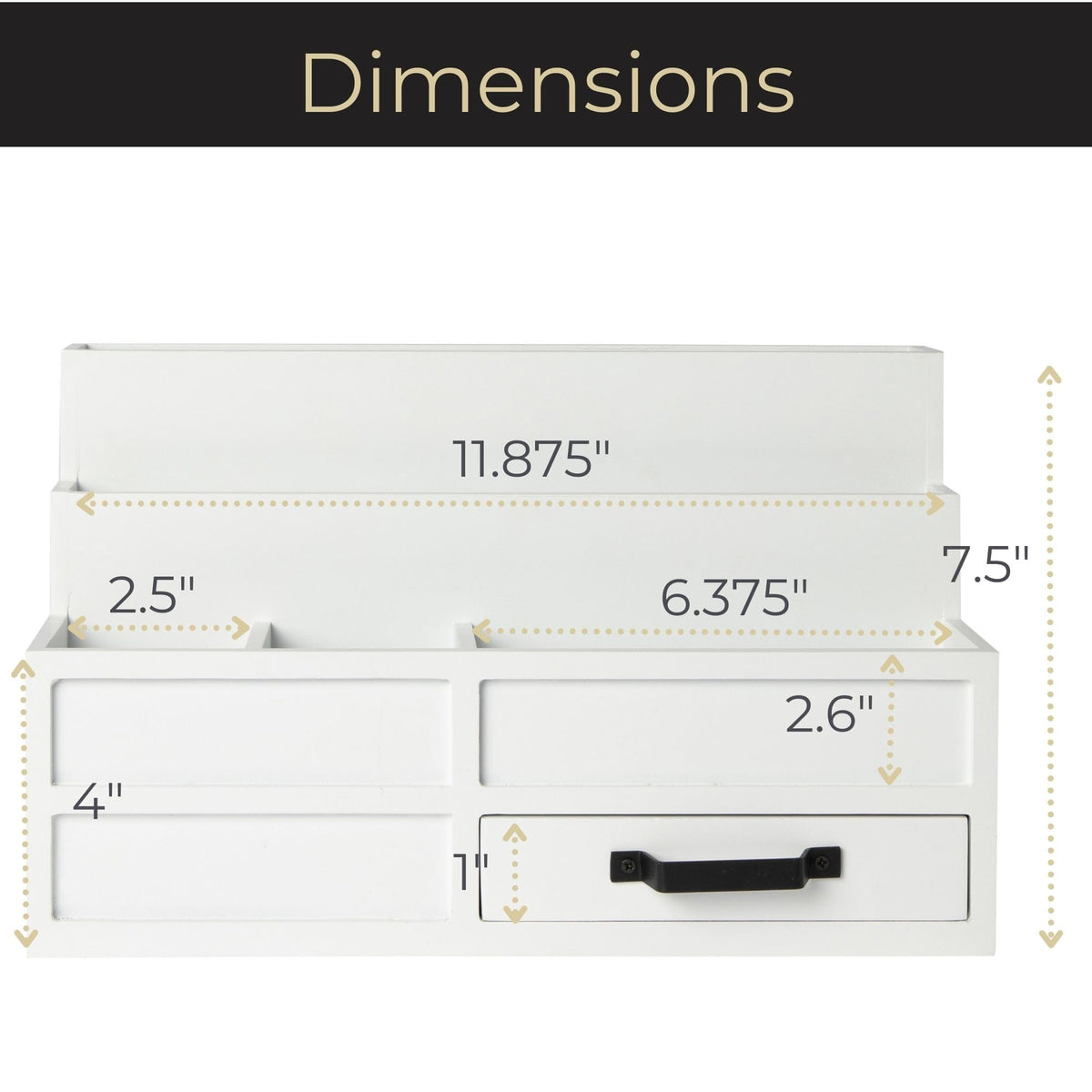 BLU MONACO | White Desktop Organizer with Drawer Storage | Tabletop Organizer with Drawers for Paper Bills Mail | Wooden Mail Organizer for Countertop Workspace