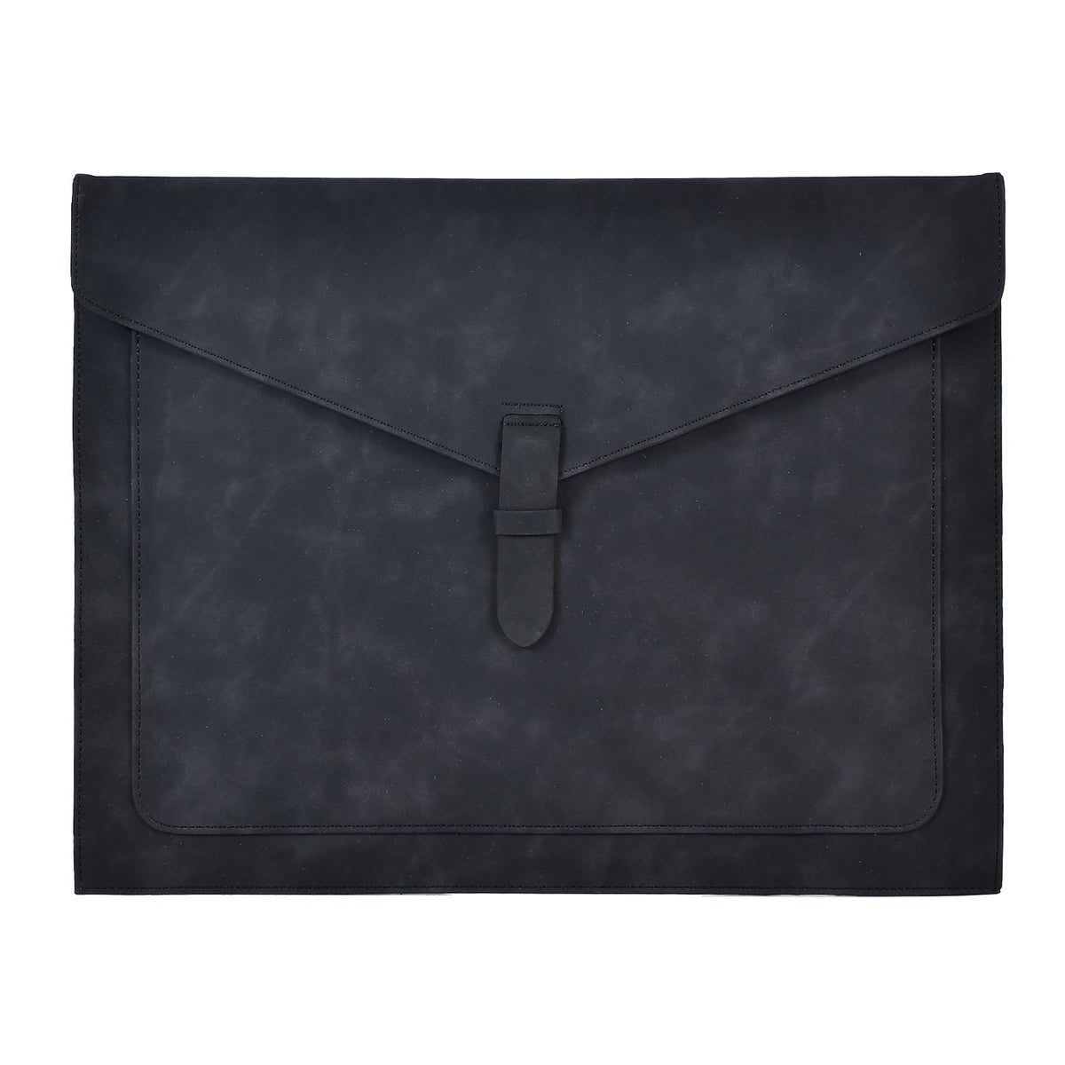 QiXin Black PU Leather File Folder, Snap Closure File Organizer, Important Document Folder with Pockets, Document Organizer, Laptop Sleeve Notebook Case, A4 Envelopes Filing Folder