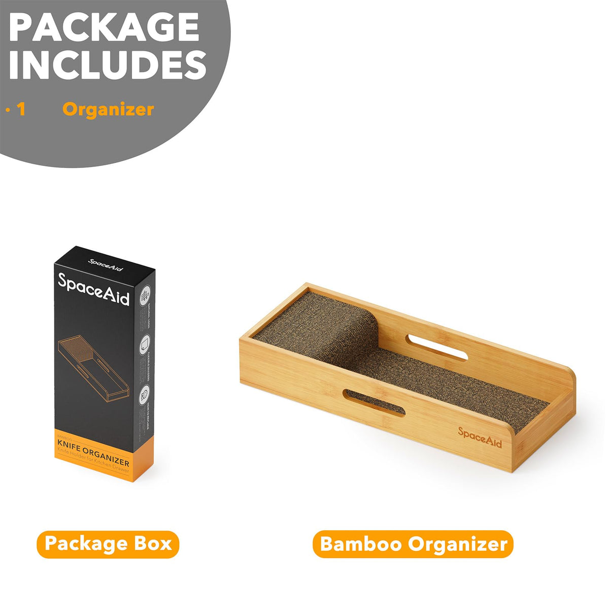SpaceAid Knife Drawer Organizer Bamboo Insert Dock, Kitchen Steak Knives Holder Organizers Block for Drawer in Storage Organization (Small)