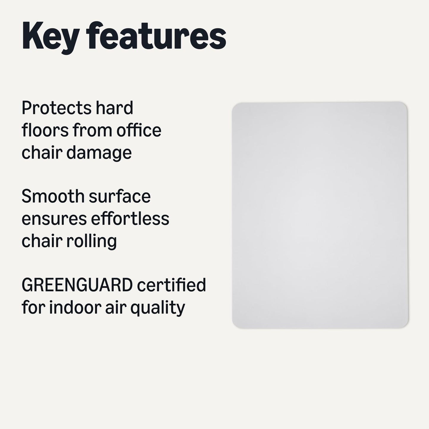 Amazon Basics Office Chair Mat for Hard Floors, Clear, Smooth Surface, Protects Hard Floors, 46" x 60"