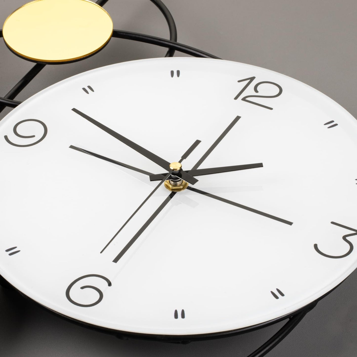 JUJUDA Large Wall Clock for Living Room Decor, Modern Decorative Metal Wall Clock with Pendulum for Bedroom Kitchen Office Decor, 13 Inch Big Silent Quartz Black Clock Battery Operated Non Ticking