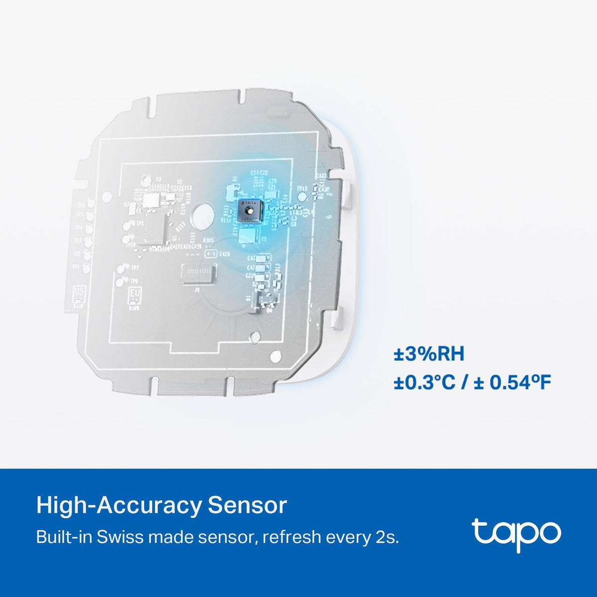 Tapo Smart Temperature and Humidity Monitor, 2.7" E-Ink Display, Swiss-Made Sensor, Real-Time Notification, Visual Graphics, Hub Required, White (T315)
