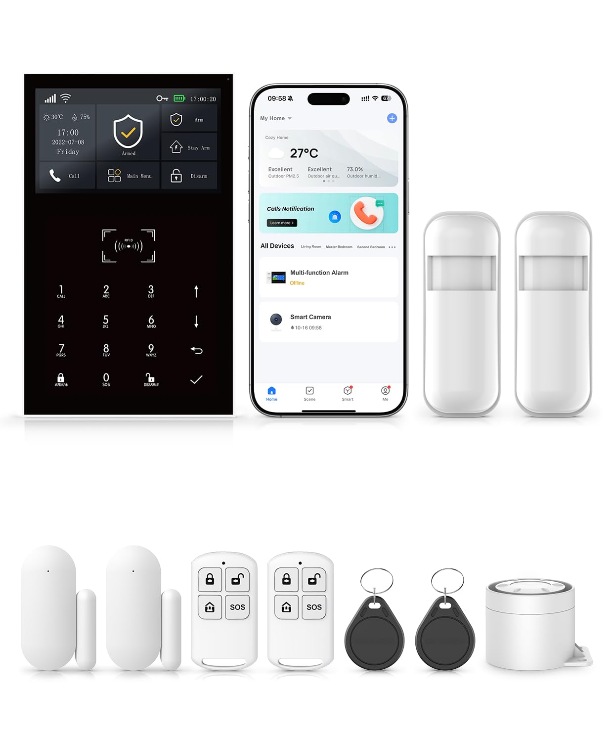 PGST 2026 Home Alarm System,120dB Alarm System with WiFi+GSM/4G & Real-Time APP Alert,Easy to Install Door/Window Motion Alarms Sensors,for Apartment,Kids Safety,Office NO Monthly Fees