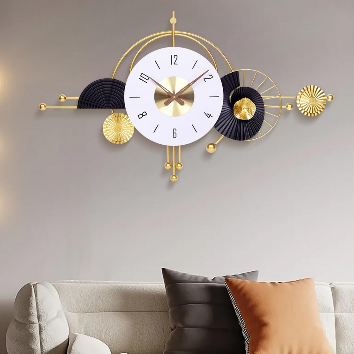 AXAORIRA Ideal Housewarming Gift: 38x22 Inch Modern Decorative Wall Clock, Battery Operated Silent Non-Ticking Large Analog Clocks for Living Room, Bedroom, Office, Entryway