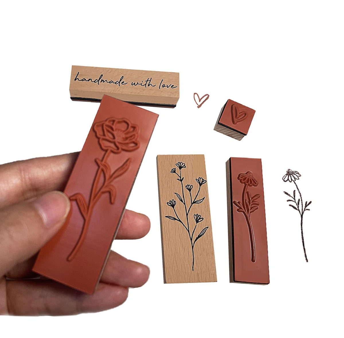Wissppoott 15 Pcs Vintage Wood Rubber Stamp Set - Antique Butterfly, Floral, Plant, Ladybug& Bird Stamps for DIY Scrapbooking, Craft Cards, Gift Wrapping & Journal Art