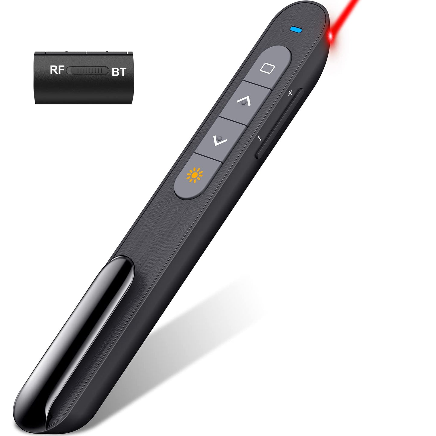 Presentation Clicker Rechargeable Compatible with Bluetooth and RF 2.4GHz Red Light, Wireless Presenter Remote Control for Powerpoint Presentations Pointer Slide Clicker for Mac Computer