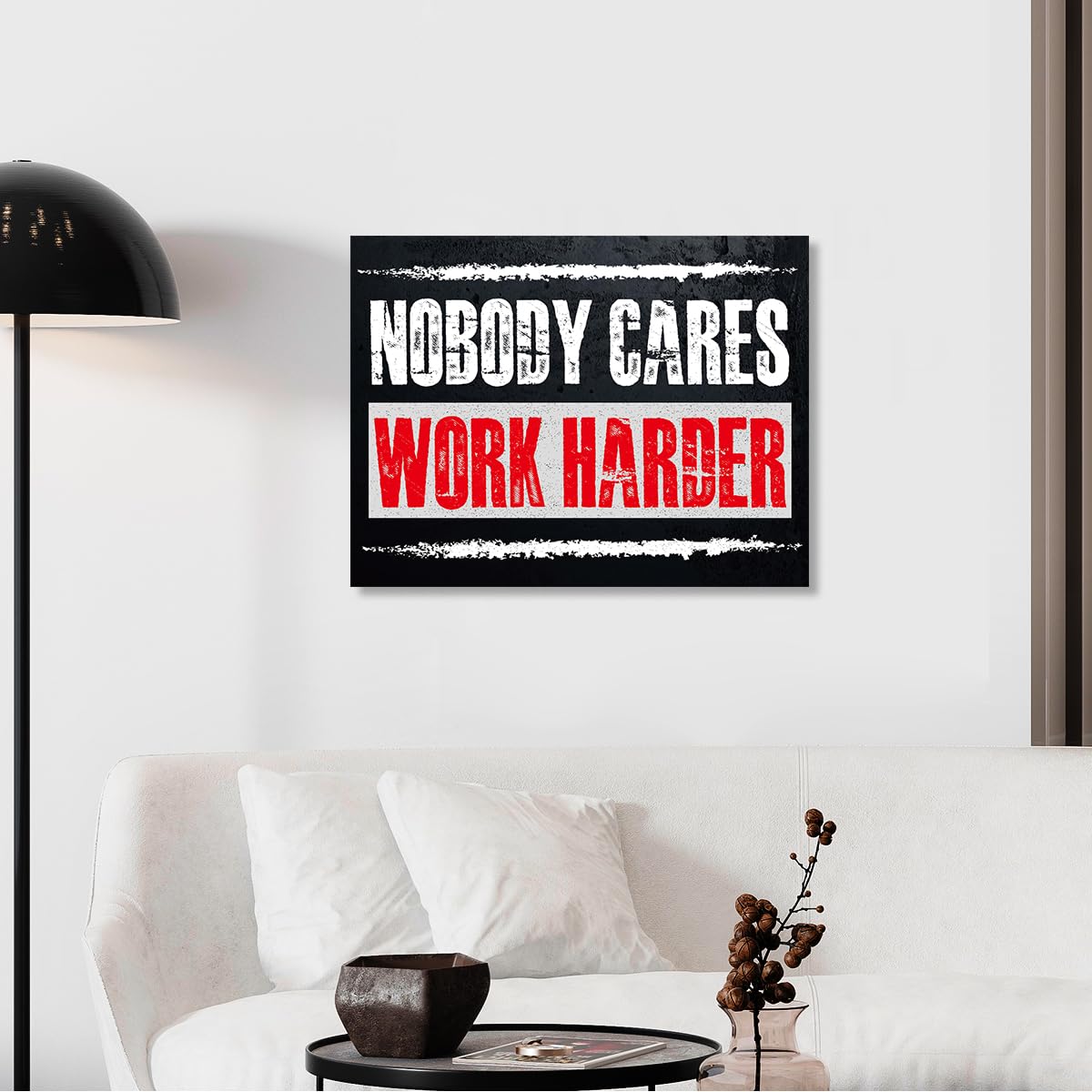 Gwisml Nobody Cares Work Harder Inspirational Canvas Wall Art,Motivational Quotes Canvas Frame Painting Prints Posters Artwork For Home Office Wall Decor