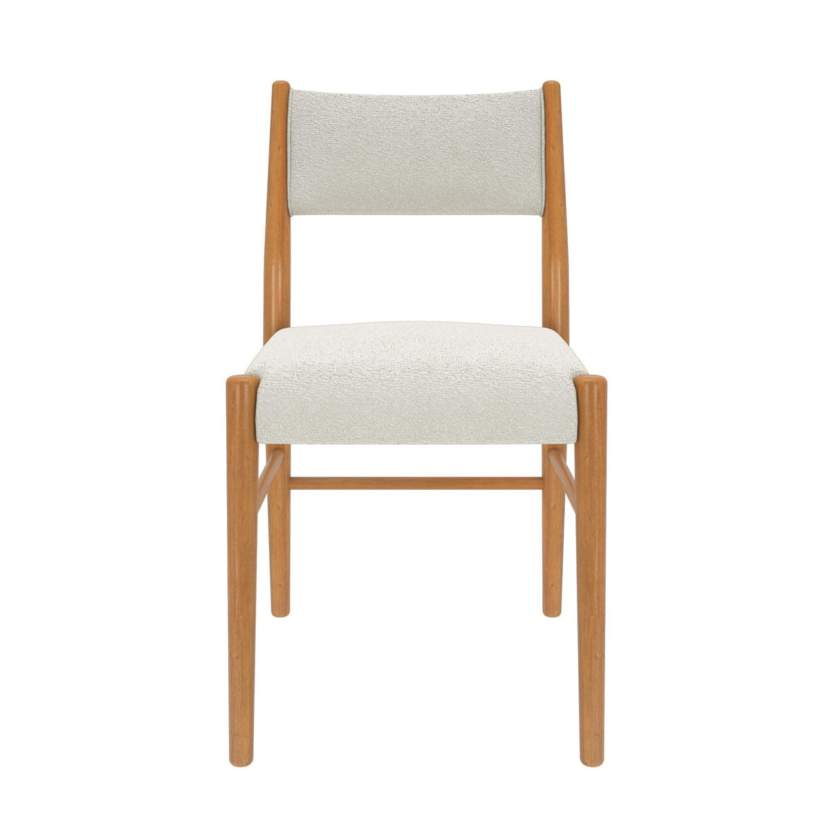 Plank+Beam Brio Dining Chair (2-Pack) - Upholstered Bouclé Seat, Solid Rubberwood Frame, Low-VOC Finish, Easy Assembly, Pecan/Ivory