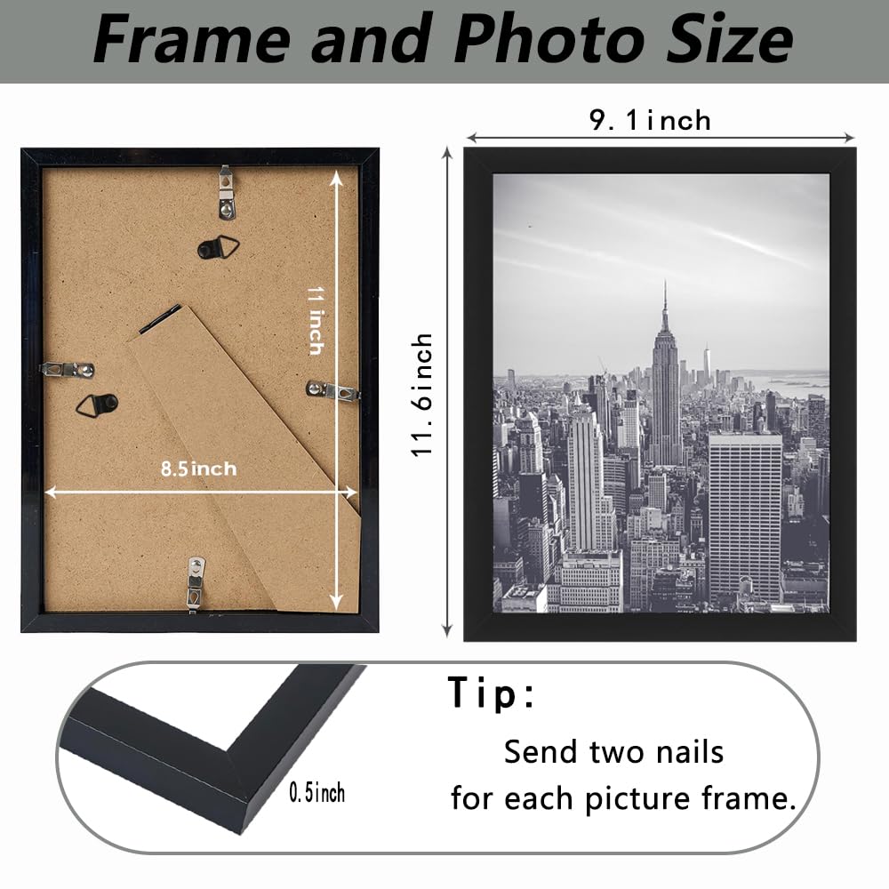 RUN HELIX 8.5x11 Picture Frame,Document Frame Certificate Frames Display Diplomas 8.5x11 Inch Standard Paper Frame with Stand Black Frame Wall and Tabletop Display