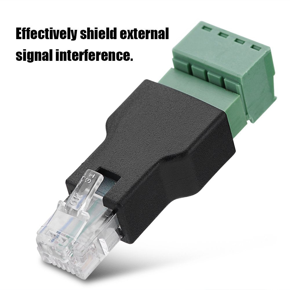Zerone RJ11 to Screw Terminal Adapter, 6P4C Male to 4 Pin Block Connector for Modem with Anti-Interference EIA/TIA 568B Standard Structured Cabling, 3 Pack