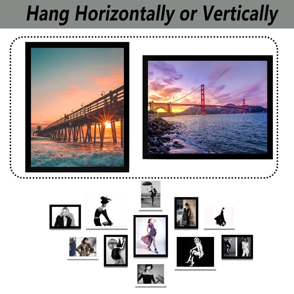 RUN HELIX 8.5x11 Picture Frame,Document Frame Certificate Frames Display Diplomas 8.5x11 Inch Standard Paper Frame with Stand Black Frame Wall and Tabletop Display