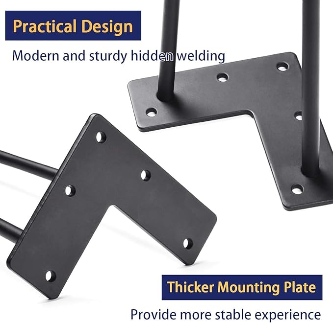 SMARTSTANDARD Hairpin Table Legs 24 Inch, 3/8" Solid Metal Legs