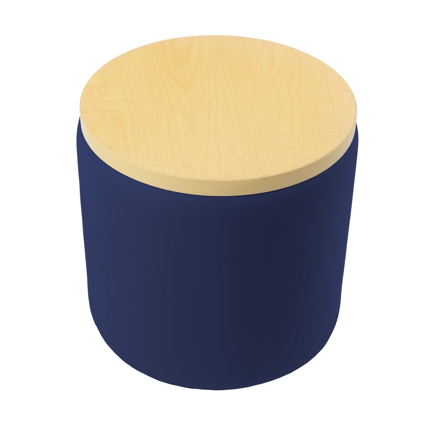 Factory Direct Partners FDP Pro Series Upholstered 18" Round Ottoman Table, 18" Height Collaborative Commercial Furniture for Hotel Lobby, Office, Restaurant, Waiting Room -Navy/Maple