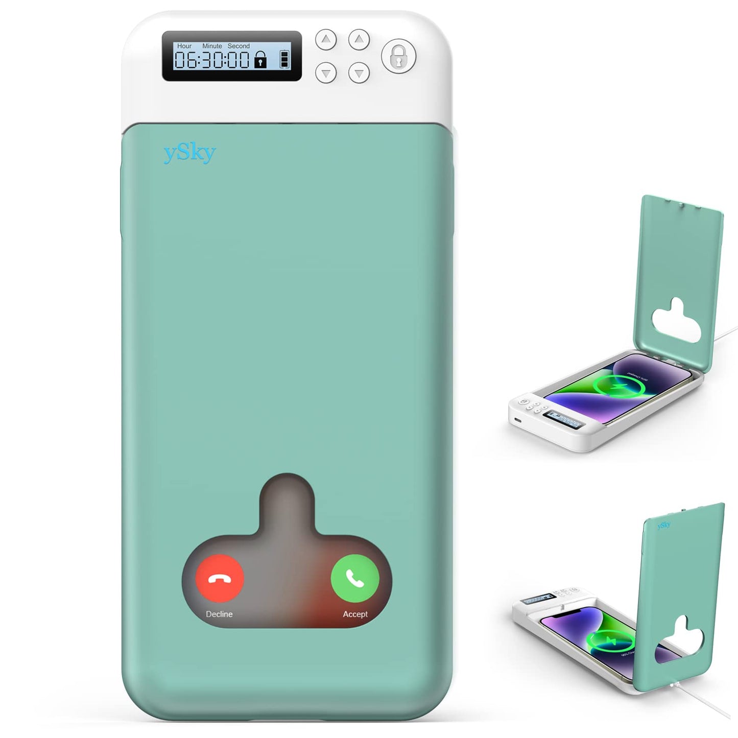 ySky Timed Lock Box, Portable Phone Locker with Self-Control Timer for iPhone, Android, Helping Kids, Students, Adults Focus Back, Mobile Phone Addiction Control (Green)