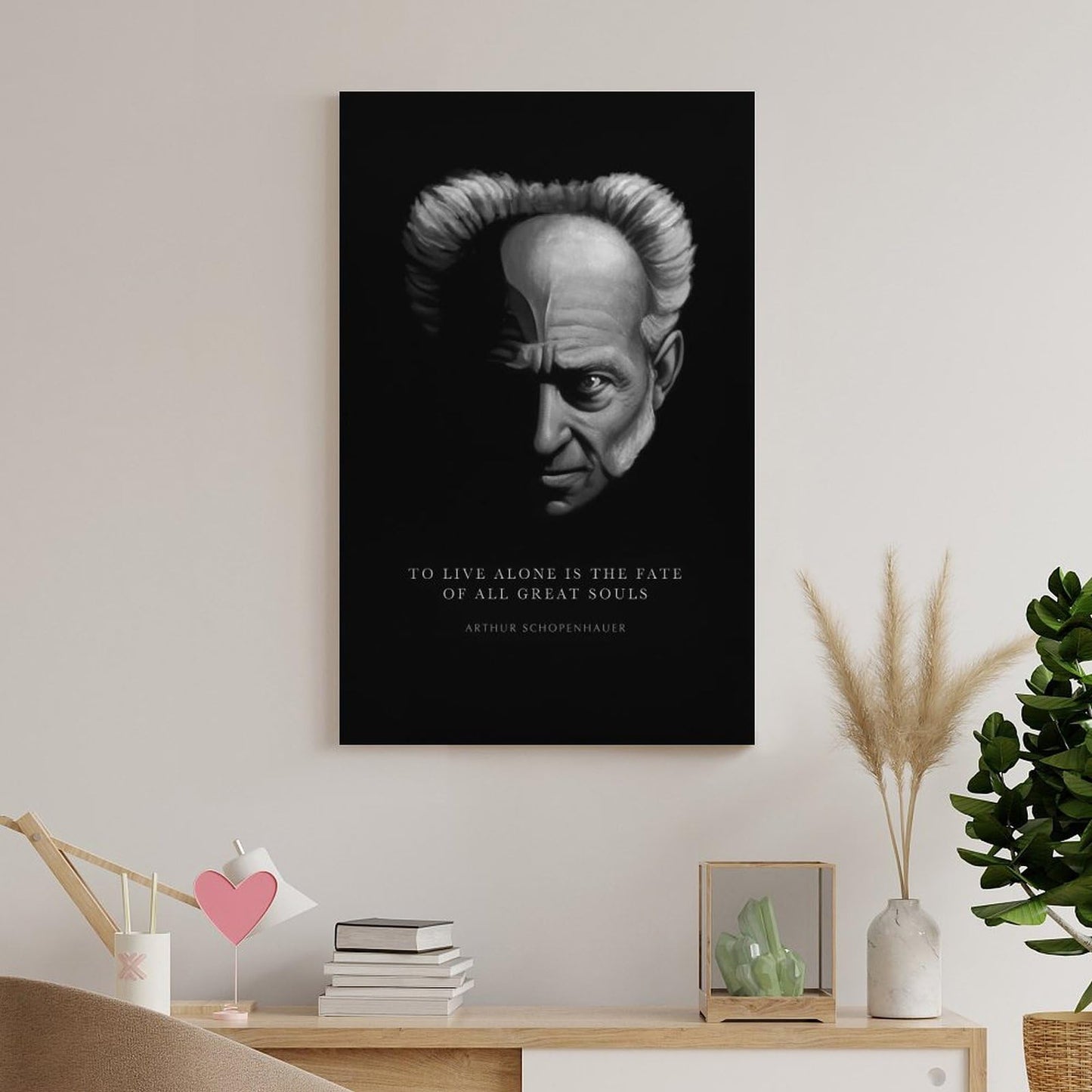 Arthur Schopenhauer Quote To Live Alone Fate Of Great Souls Canvas Printing Wall Art Scandinavian Bohemian Prints Wall Decor Posters for Living Room Bedroom Office Study 16x24inch(40x60cm)