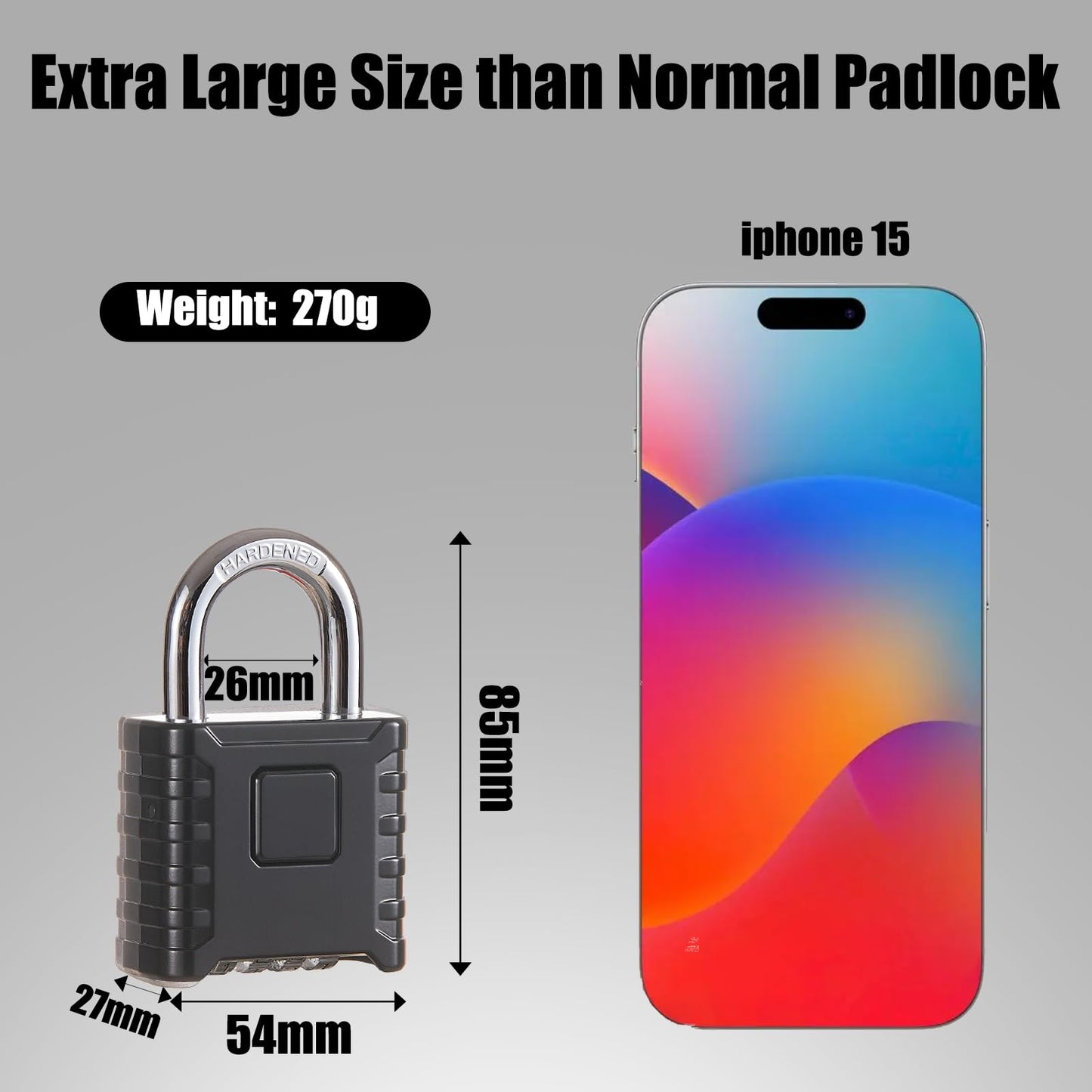 1 Pack disecu Large Heavy Duty 4 Digit Combination Lock, One Touch Unlocking, Anti-Error Feature, High Security Outdoor Waterproof Padlock for School Gym Locker, Fence, Gate, Storage Unit (Black)