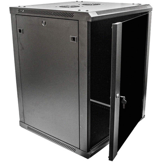 Navepoint 15U Deluxe IT Wallmount Cabinet Enclosure 19-Inch Server Network Rack with Locking Glass Door 24-Inches Deep Black